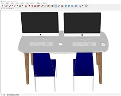 双人位电脑桌的sketchup模型