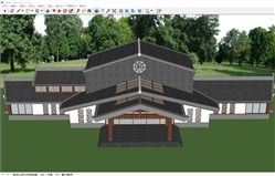 中式游客中心驿站的sketchup模型