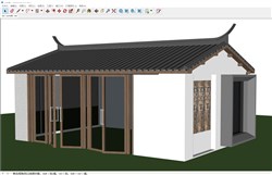 中式坡屋顶房屋的sketchup模型