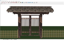 日式庭院门入户门的sketchup模型