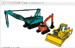 起重机挖掘机铲车的sketchup模型