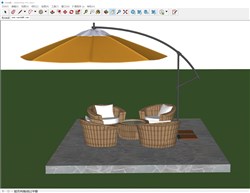 户外沙发遮阳伞的sketchup模型