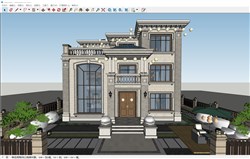 新中式别墅的sketchup模型