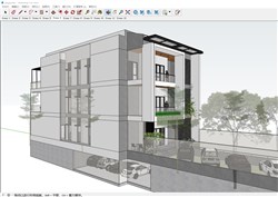 现代别墅带负层的sketchup模型