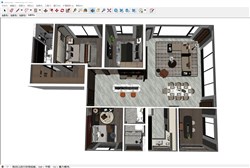 户型家装鸟瞰图的sketchup模型