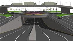 环岛下沉隧道公路高架桥SU模型