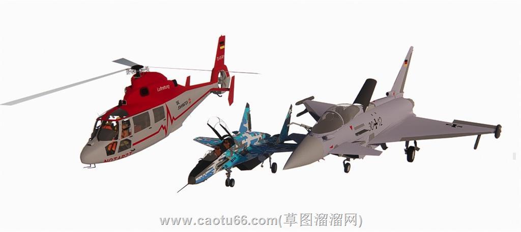 三代机飞机战机直升机su模型(ID38242)分享作者是文化人