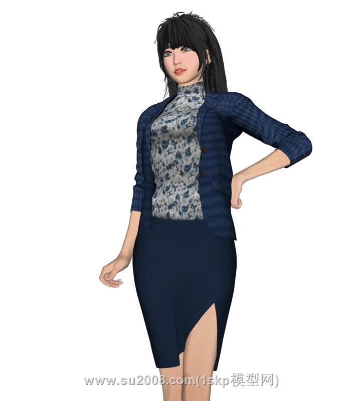 站姿气质女生人物的SU模型