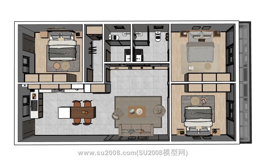 日式家装公寓住宅su模型