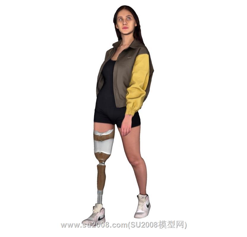 行走的假肢女人su模型
