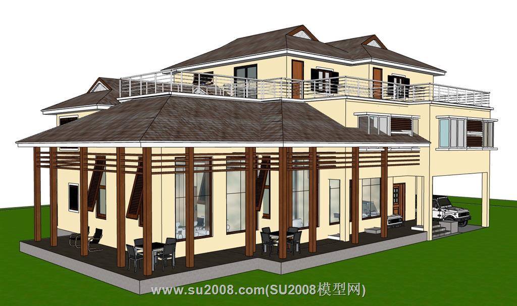 欧式乡村别墅建筑su模型