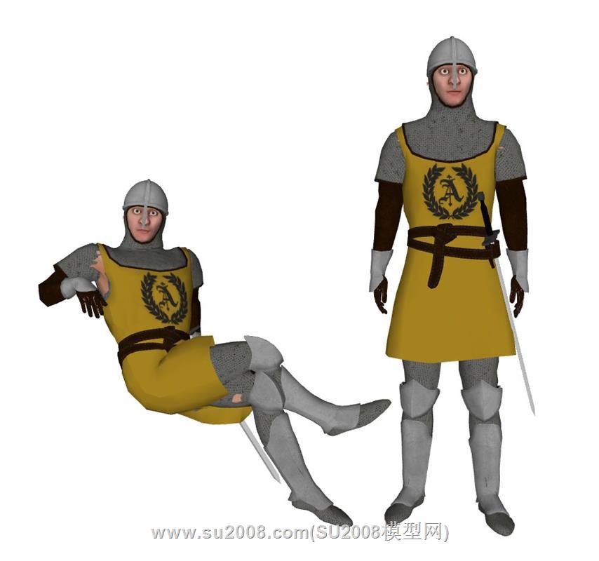 中世纪骑士盔甲士兵su模型