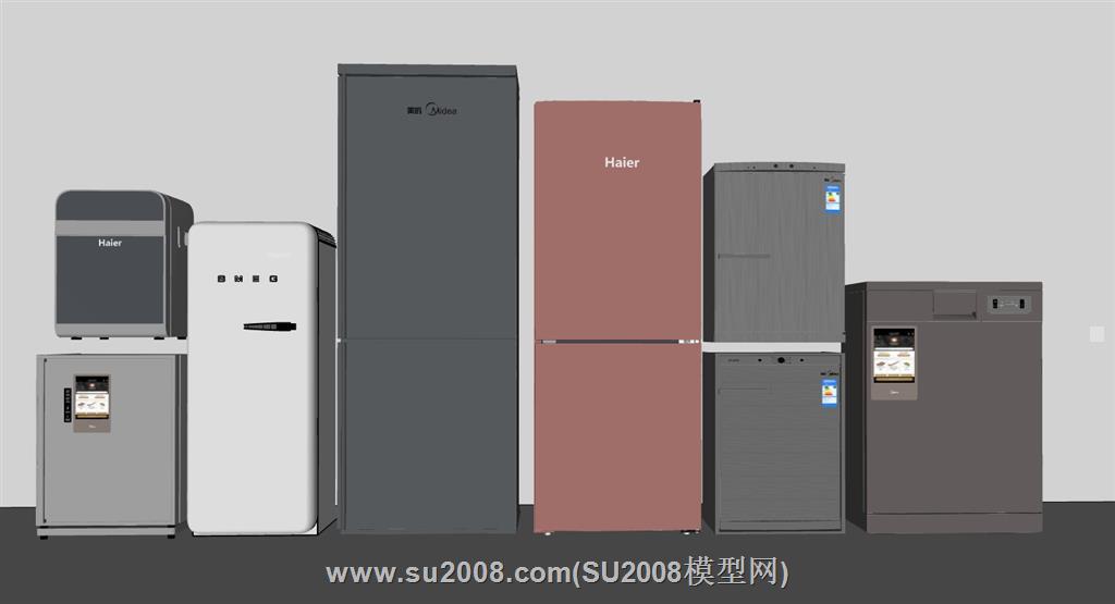 单开门冰箱和车载冰箱su模型