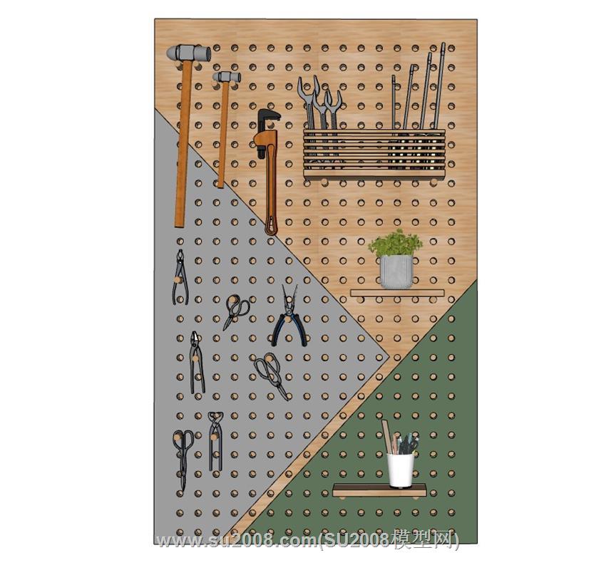 冲孔板洞洞板工具架su模型