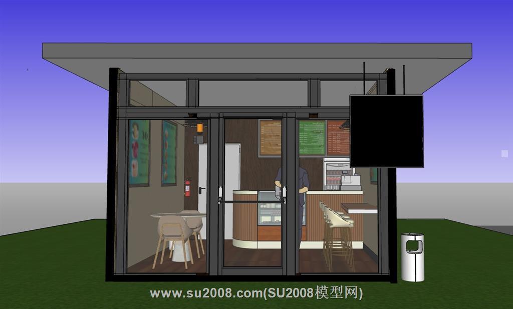 奶茶店蛋糕店su模型