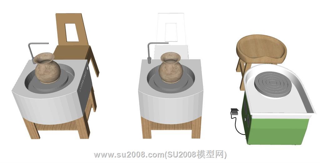 陶艺桌和陶艺机的su模型