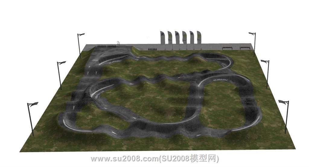 体育泵道赛道压抬场的su模型
