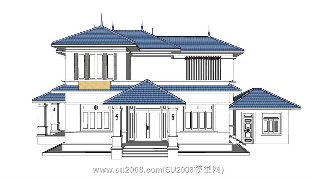泰式风格别墅SketchUp模型-领略东南亚风情之美