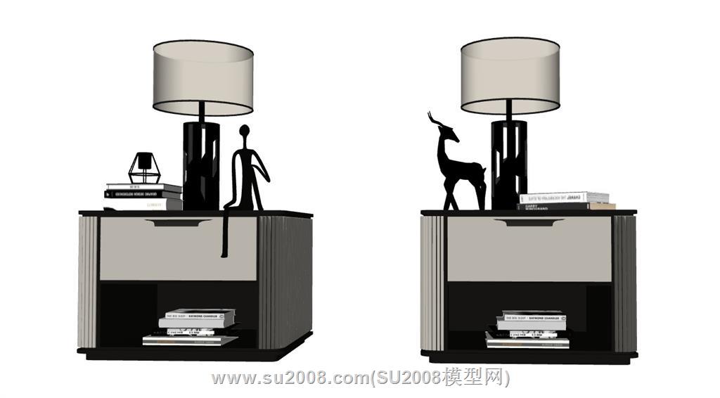 简约方桌床头柜su模型