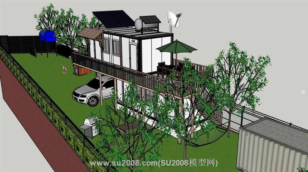 集装箱别墅住宅SU模型-引领住宅设计新潮流
