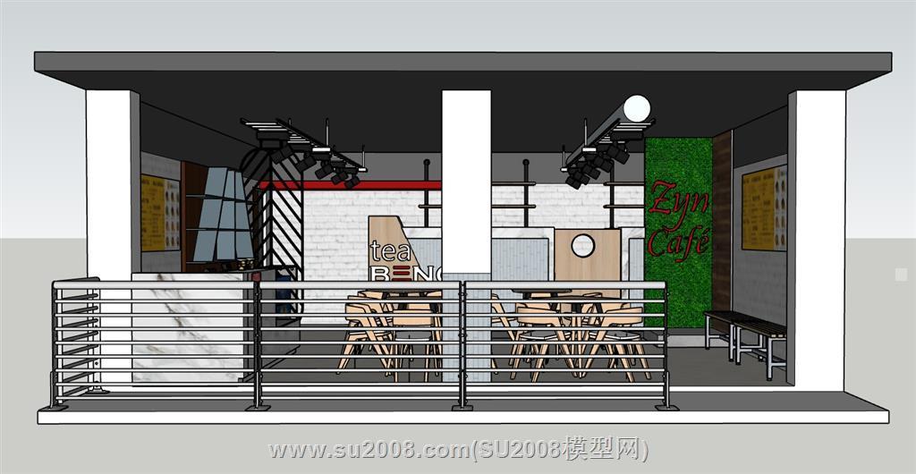 咖啡店奶茶店SketchUp模型-时尚温馨免费下载