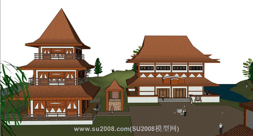 天竺寺庙建筑SU模型-领略传统佛教之美