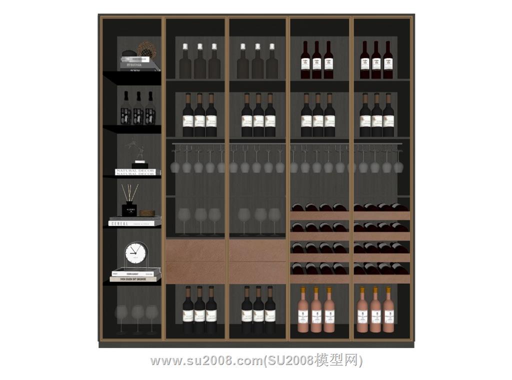 精美现代酒櫃酒柜SU模型，彰显品质生活