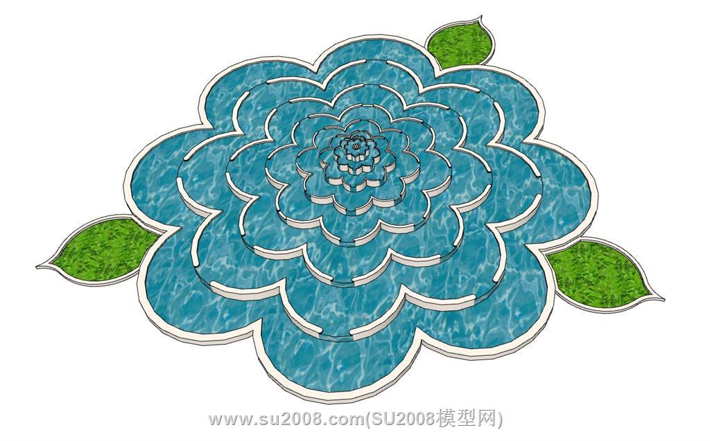 花造型流水喷漆SU模型-打造独特艺术景观