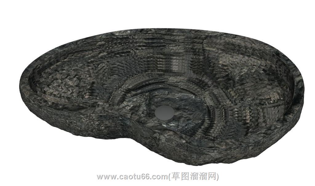 石头盆洗手盆su模型