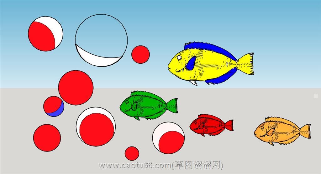 海洋鱼类追泡泡su模型