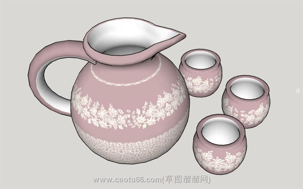 maya茶壶茶杯su模型