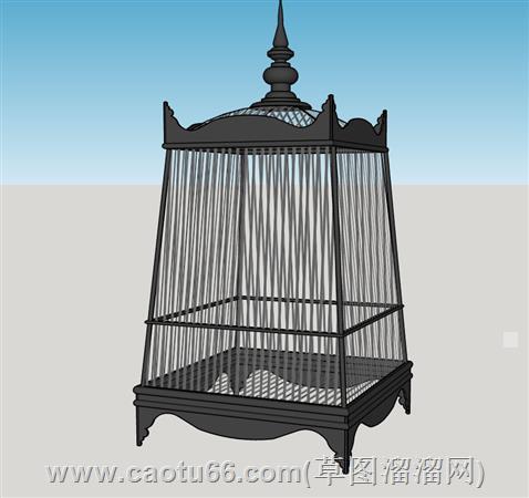 欧式铁鸟笼子su模型