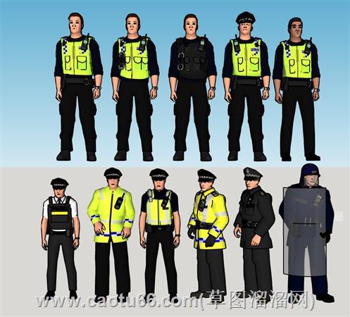 多国警员警察人物su模型
