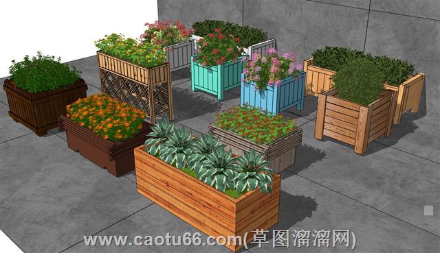 花箱植物花草箱su模型
