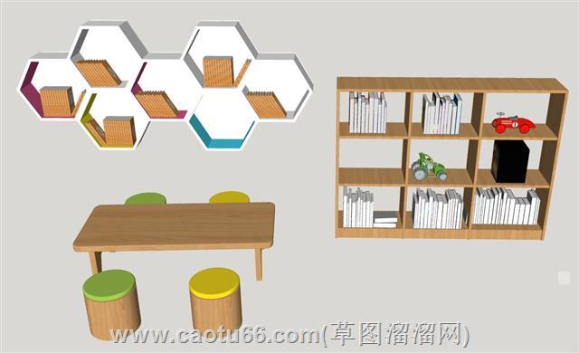 儿童桌书架和蜂巢墙架