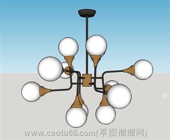 金属玻璃球吊灯su模型
