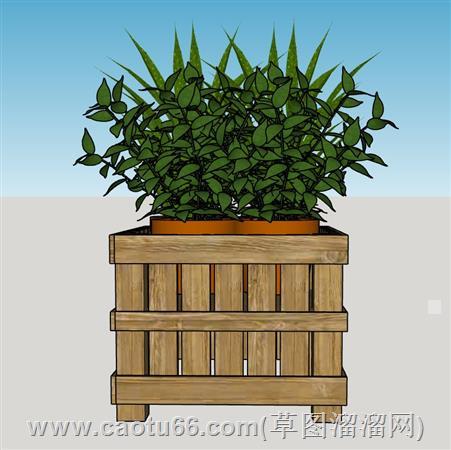 木质花箱su模型