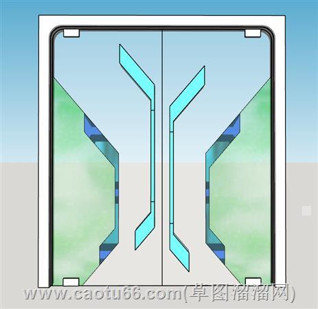 科技门玻璃推拉门su模型