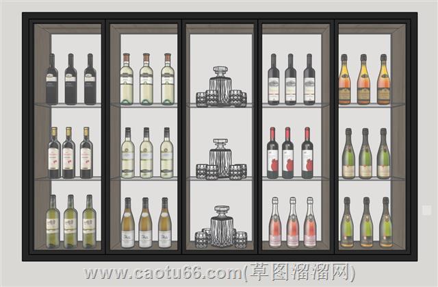 展柜酒瓶su模型