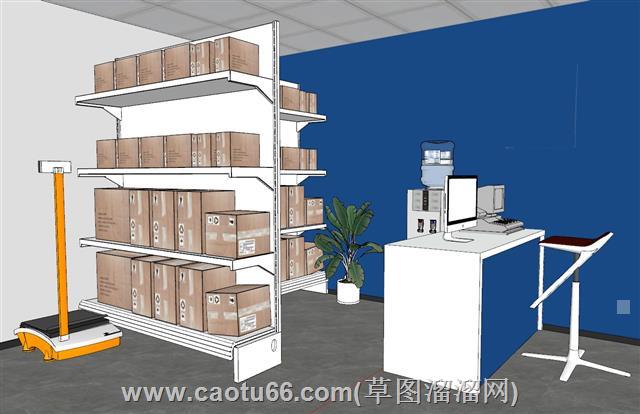 中通申通快递驿站su模型