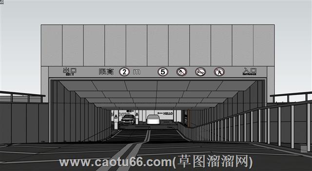 车库口地库入口su模型
