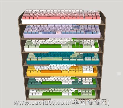 电脑彩色机械键盘su模型