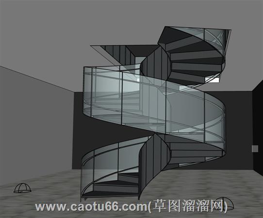 玻璃旋转楼梯su模型