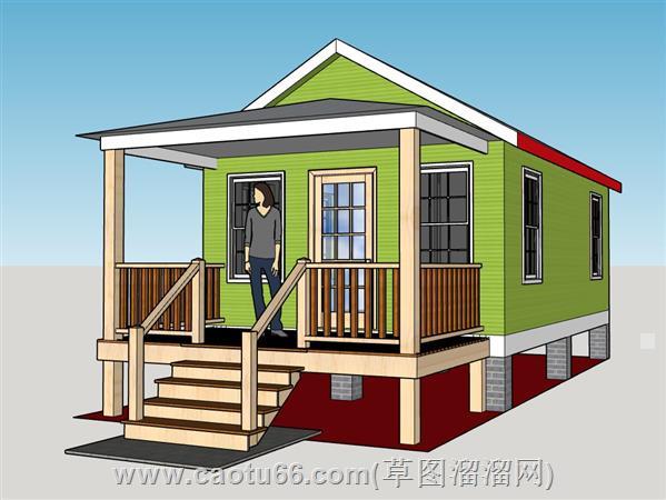 美式木质房屋su模型