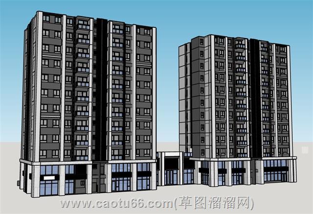 高层住宅单元楼SU模型