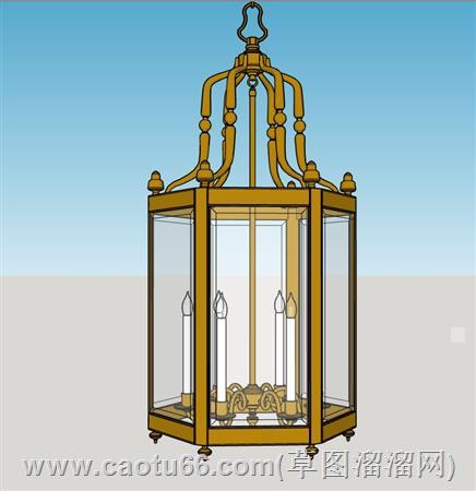 欧式蜡烛吊灯su模型