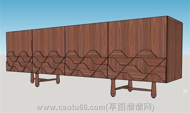 现代简约风的木质储物柜su模型