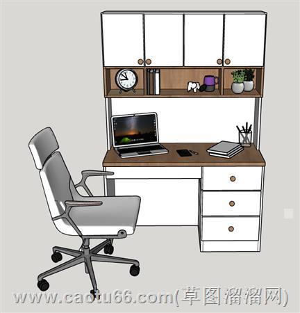 书房书桌写字桌su模型