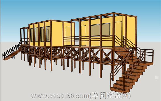 集装箱咖啡店su模型