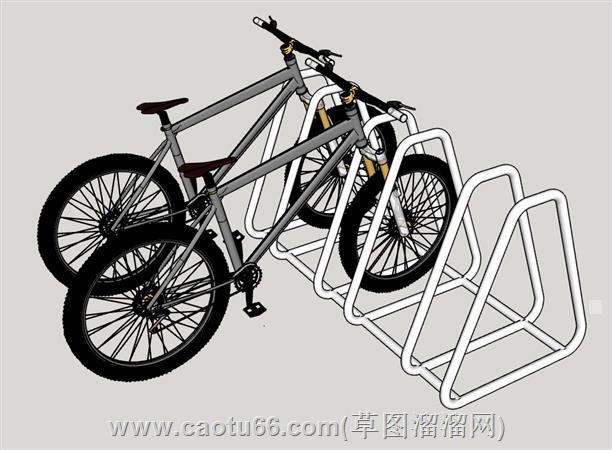 自行车单车停车架su模型